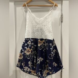 SHEIN Curve Lace & Floral Tie-Back Romper | 2XL